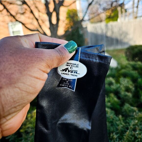 New VTG Avon Double Woven 100% Nylon Leather Look Statement Gloves. M Fit - Picture 12 of 15